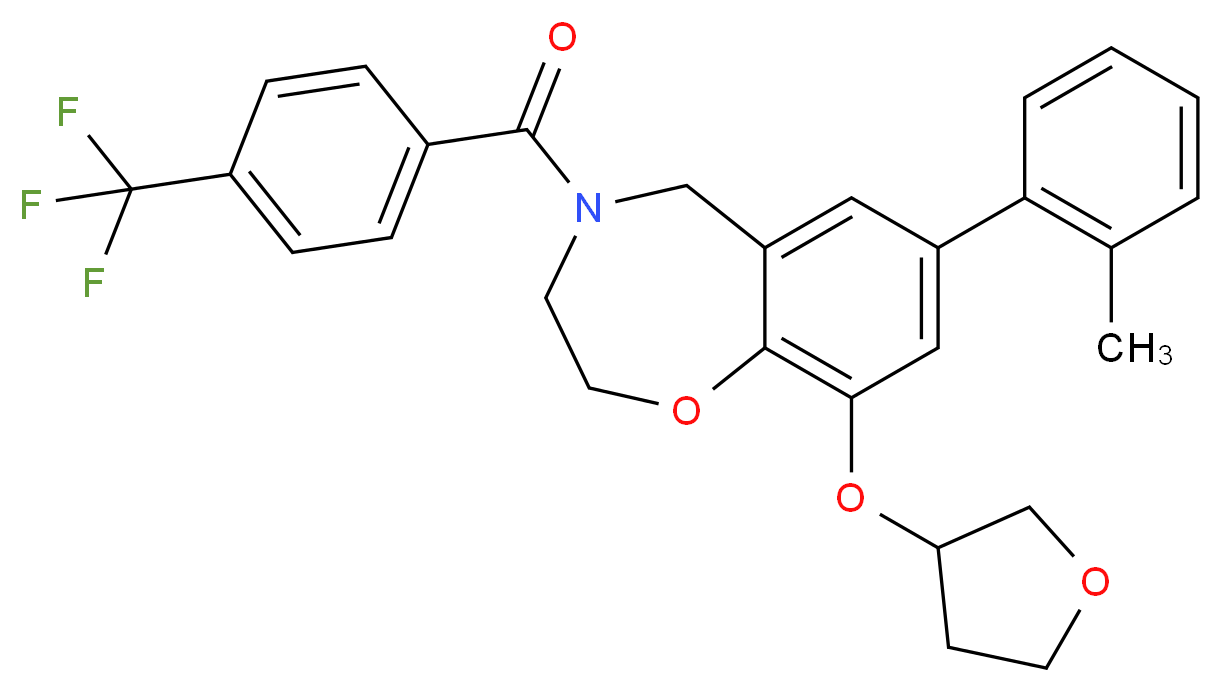 7-(2-methylphenyl)-9-(tetrahydro-3-furanyloxy)-4-[4-(trifluoromethyl)benzoyl]-2,3,4,5-tetrahydro-1,4-benzoxazepine_Molecular_structure_CAS_)