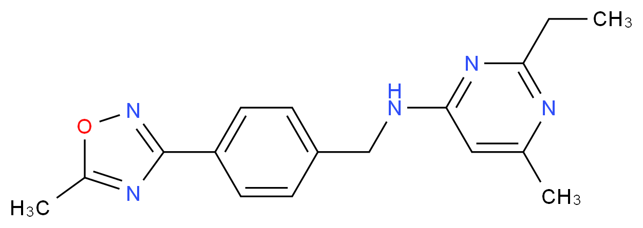 2-ethyl-6-methyl-N-[4-(5-methyl-1,2,4-oxadiazol-3-yl)benzyl]pyrimidin-4-amine_Molecular_structure_CAS_)