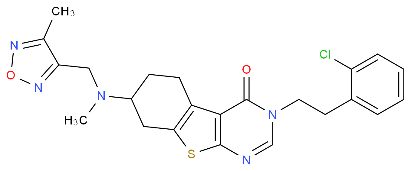 3-[2-(2-chlorophenyl)ethyl]-7-{methyl[(4-methyl-1,2,5-oxadiazol-3-yl)methyl]amino}-5,6,7,8-tetrahydro[1]benzothieno[2,3-d]pyrimidin-4(3H)-one_Molecular_structure_CAS_)