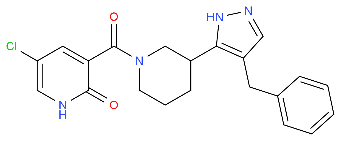 3-{[3-(4-benzyl-1H-pyrazol-5-yl)piperidin-1-yl]carbonyl}-5-chloropyridin-2(1H)-one_Molecular_structure_CAS_)