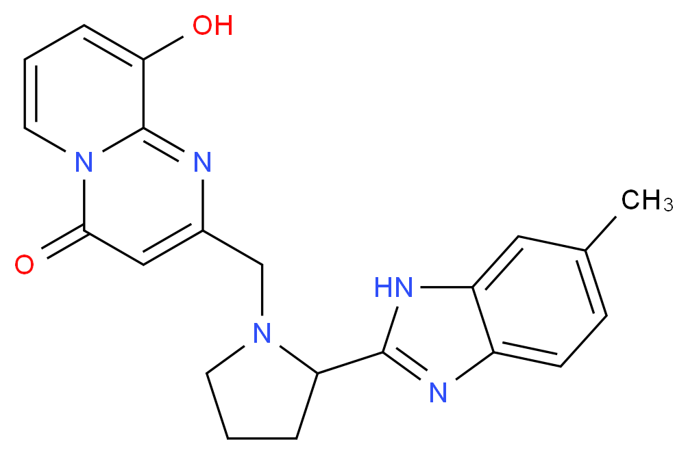 9-hydroxy-2-{[2-(6-methyl-1H-benzimidazol-2-yl)-1-pyrrolidinyl]methyl}-4H-pyrido[1,2-a]pyrimidin-4-one_Molecular_structure_CAS_)