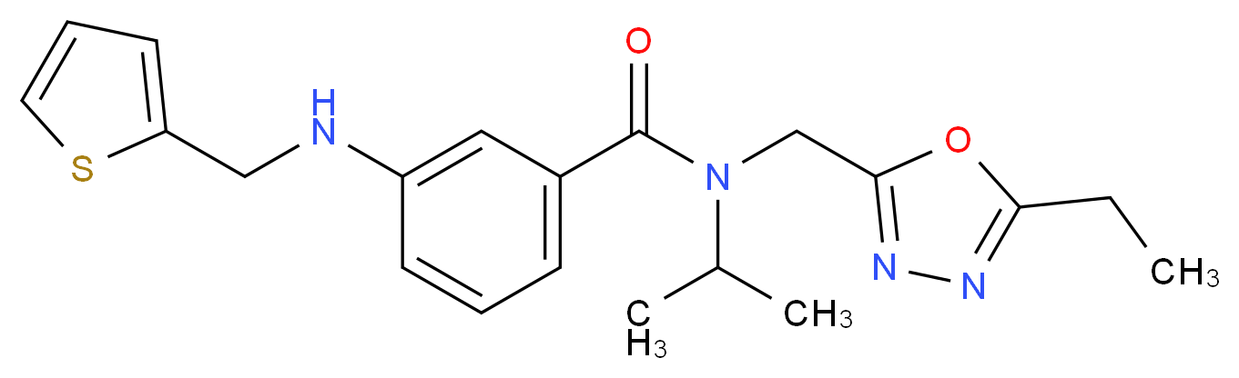 N-[(5-ethyl-1,3,4-oxadiazol-2-yl)methyl]-N-isopropyl-3-[(2-thienylmethyl)amino]benzamide_Molecular_structure_CAS_)
