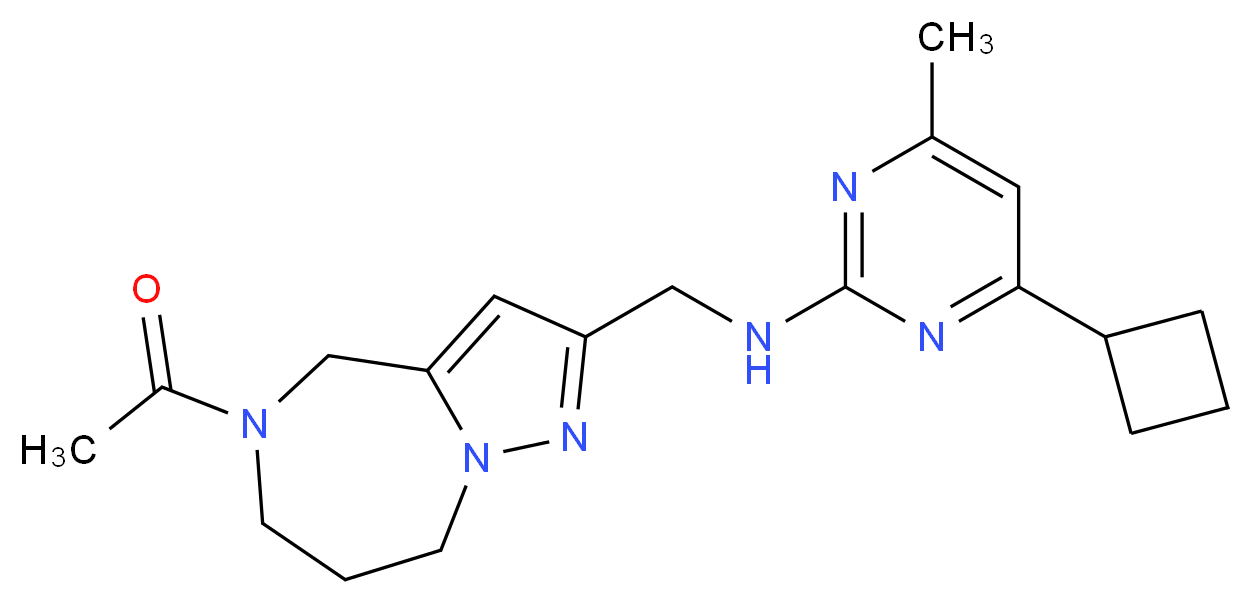 N-[(5-acetyl-5,6,7,8-tetrahydro-4H-pyrazolo[1,5-a][1,4]diazepin-2-yl)methyl]-4-cyclobutyl-6-methylpyrimidin-2-amine_Molecular_structure_CAS_)