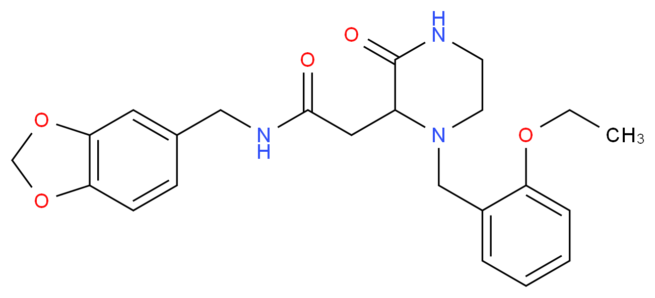 N-(1,3-benzodioxol-5-ylmethyl)-2-[1-(2-ethoxybenzyl)-3-oxo-2-piperazinyl]acetamide_Molecular_structure_CAS_)