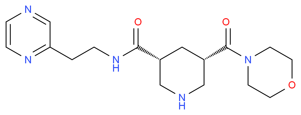 (3R*,5S*)-5-(morpholin-4-ylcarbonyl)-N-(2-pyrazin-2-ylethyl)piperidine-3-carboxamide_Molecular_structure_CAS_)