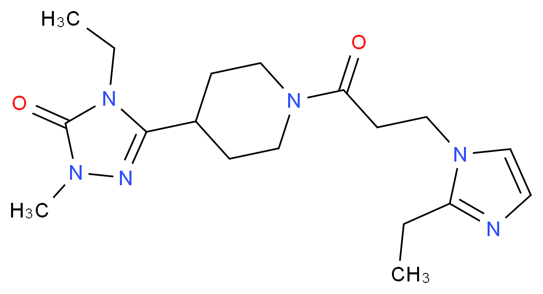 4-ethyl-5-{1-[3-(2-ethyl-1H-imidazol-1-yl)propanoyl]piperidin-4-yl}-2-methyl-2,4-dihydro-3H-1,2,4-triazol-3-one_Molecular_structure_CAS_)