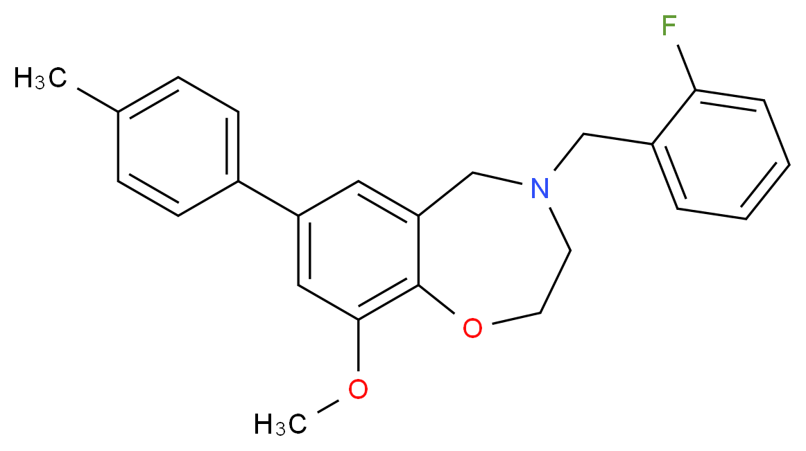 4-(2-fluorobenzyl)-9-methoxy-7-(4-methylphenyl)-2,3,4,5-tetrahydro-1,4-benzoxazepine_Molecular_structure_CAS_)