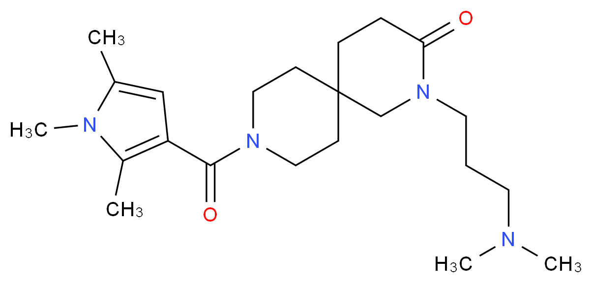 2-[3-(dimethylamino)propyl]-9-[(1,2,5-trimethyl-1H-pyrrol-3-yl)carbonyl]-2,9-diazaspiro[5.5]undecan-3-one_Molecular_structure_CAS_)