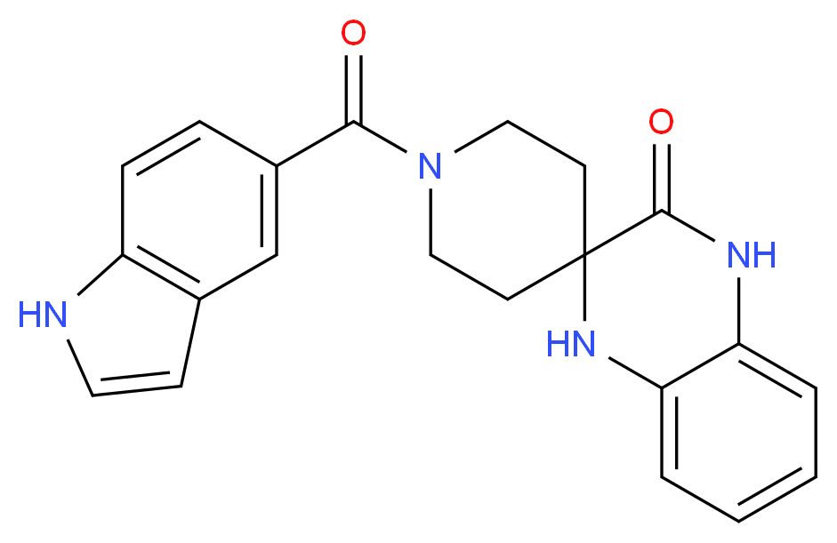 1-(1H-indol-5-ylcarbonyl)-1',4'-dihydro-3'H-spiro[piperidine-4,2'-quinoxalin]-3'-one_Molecular_structure_CAS_)