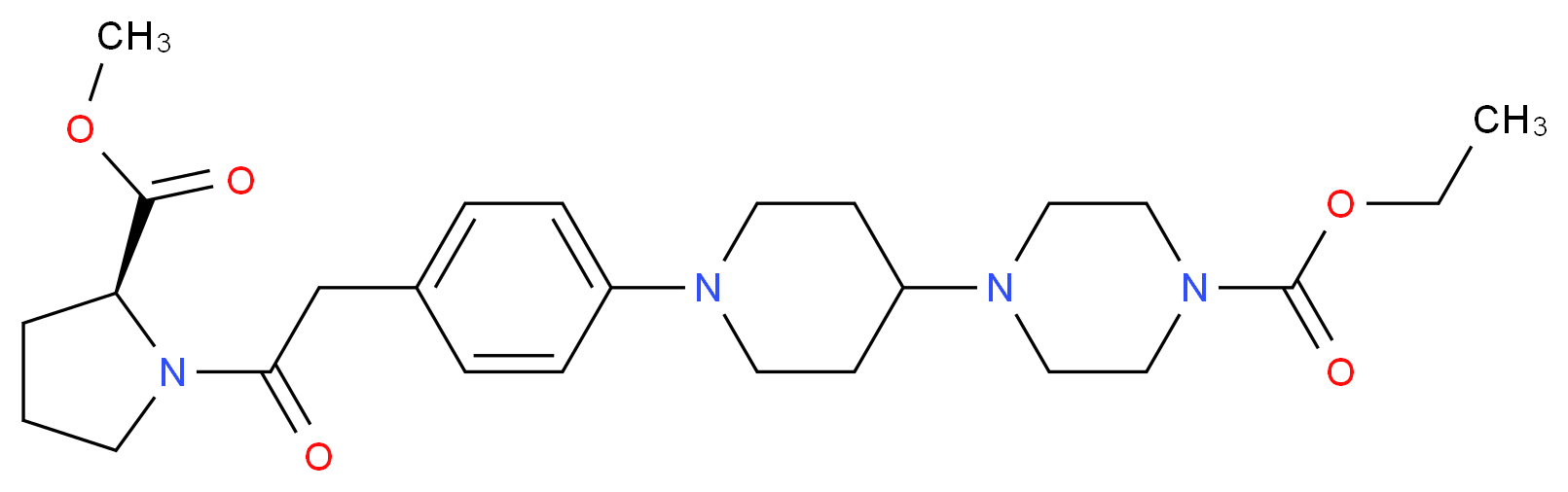 ethyl 4-[1-(4-{2-[(2S)-2-(methoxycarbonyl)-1-pyrrolidinyl]-2-oxoethyl}phenyl)-4-piperidinyl]-1-piperazinecarboxylate_Molecular_structure_CAS_)