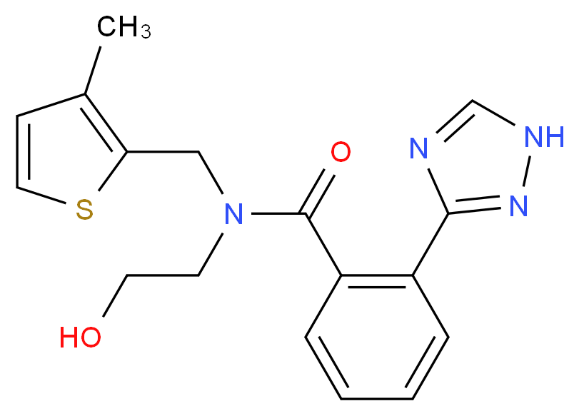 N-(2-hydroxyethyl)-N-[(3-methyl-2-thienyl)methyl]-2-(1H-1,2,4-triazol-3-yl)benzamide_Molecular_structure_CAS_)