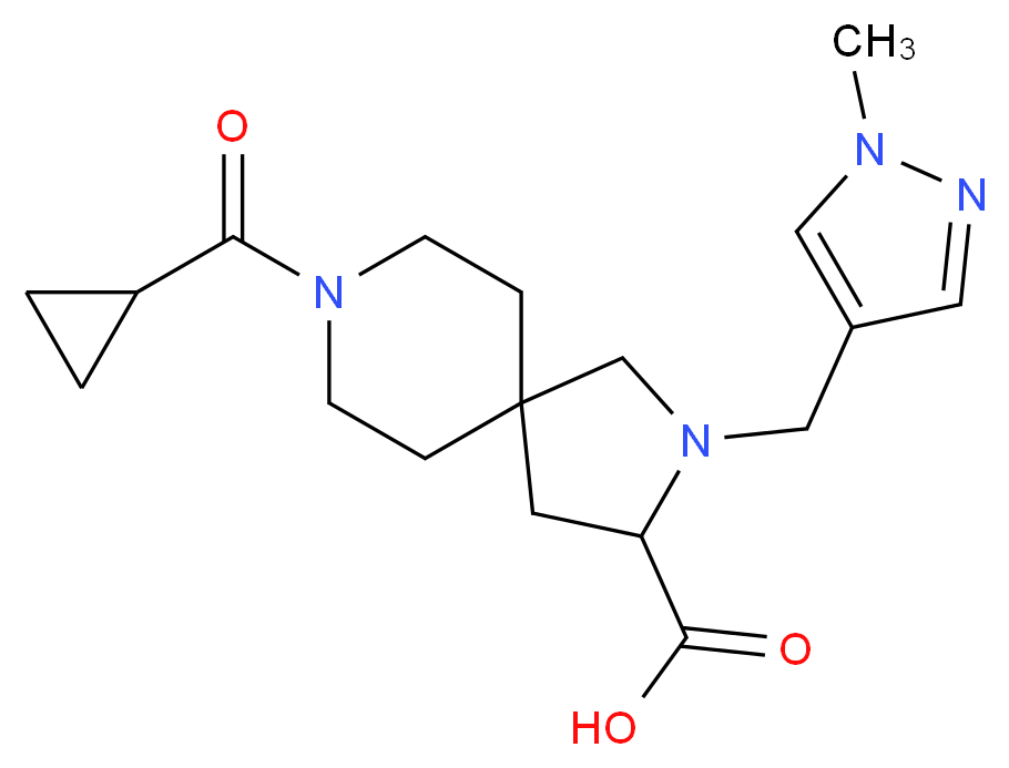 8-(cyclopropylcarbonyl)-2-[(1-methyl-1H-pyrazol-4-yl)methyl]-2,8-diazaspiro[4.5]decane-3-carboxylic acid_Molecular_structure_CAS_)