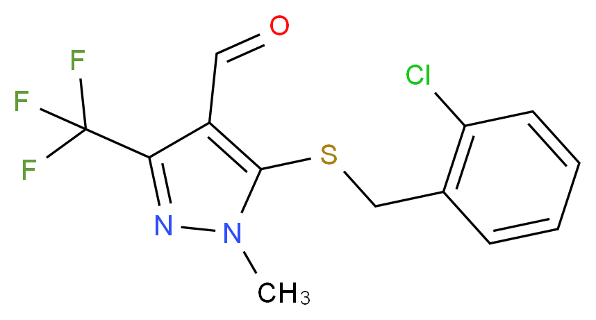 5-[(2-Chlorobenzyl)sulfanyl]-1-methyl-3-(trifluoromethyl)-1H-pyrazole-4-carbaldehyde_Molecular_structure_CAS_)