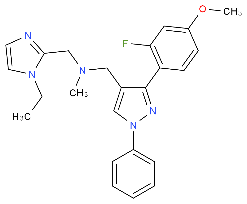 1-(1-ethyl-1H-imidazol-2-yl)-N-{[3-(2-fluoro-4-methoxyphenyl)-1-phenyl-1H-pyrazol-4-yl]methyl}-N-methylmethanamine_Molecular_structure_CAS_)