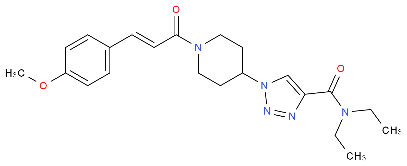 N,N-diethyl-1-{1-[(2E)-3-(4-methoxyphenyl)-2-propenoyl]-4-piperidinyl}-1H-1,2,3-triazole-4-carboxamide_Molecular_structure_CAS_)