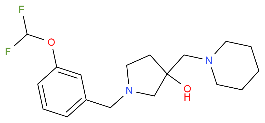 1-[3-(difluoromethoxy)benzyl]-3-(piperidin-1-ylmethyl)pyrrolidin-3-ol_Molecular_structure_CAS_)