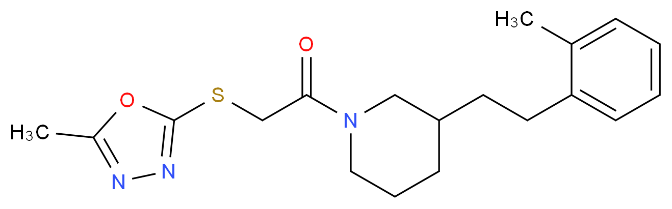 1-{[(5-methyl-1,3,4-oxadiazol-2-yl)thio]acetyl}-3-[2-(2-methylphenyl)ethyl]piperidine_Molecular_structure_CAS_)