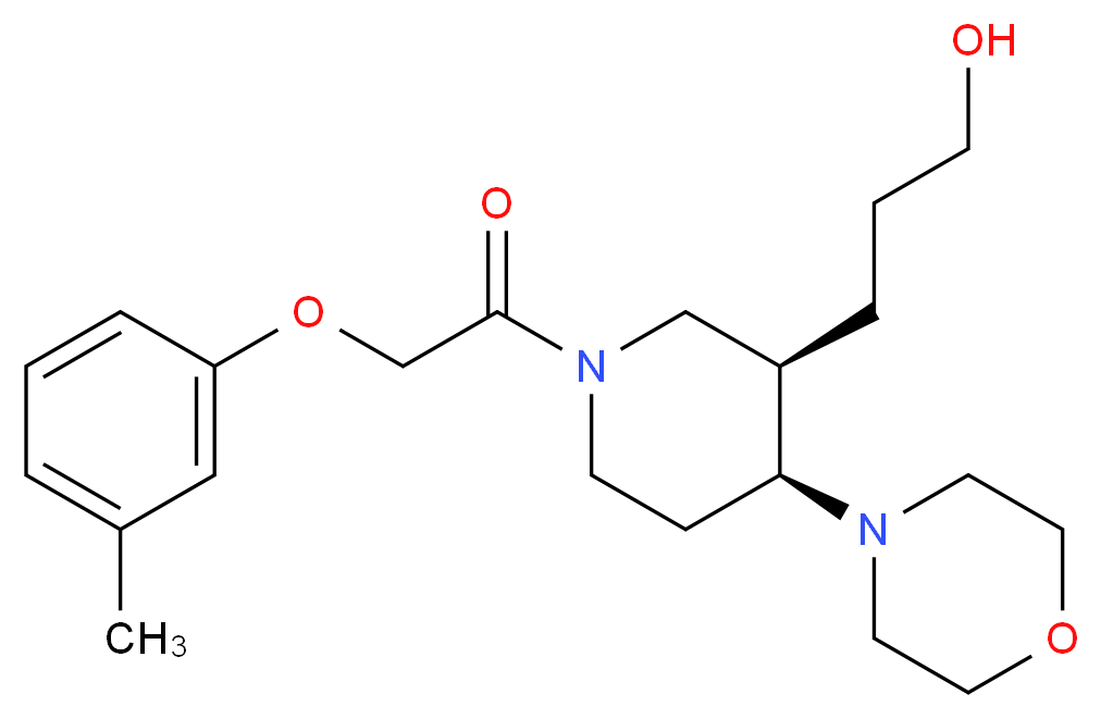 3-{(3R*,4S*)-1-[(3-methylphenoxy)acetyl]-4-morpholin-4-ylpiperidin-3-yl}propan-1-ol_Molecular_structure_CAS_)
