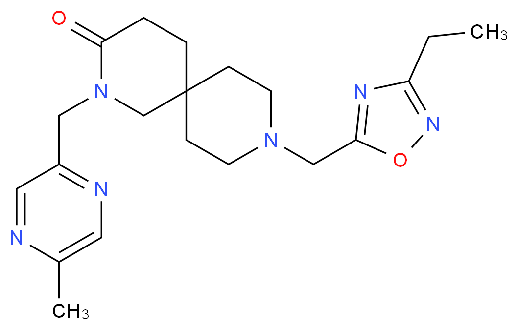 9-[(3-ethyl-1,2,4-oxadiazol-5-yl)methyl]-2-[(5-methylpyrazin-2-yl)methyl]-2,9-diazaspiro[5.5]undecan-3-one_Molecular_structure_CAS_)