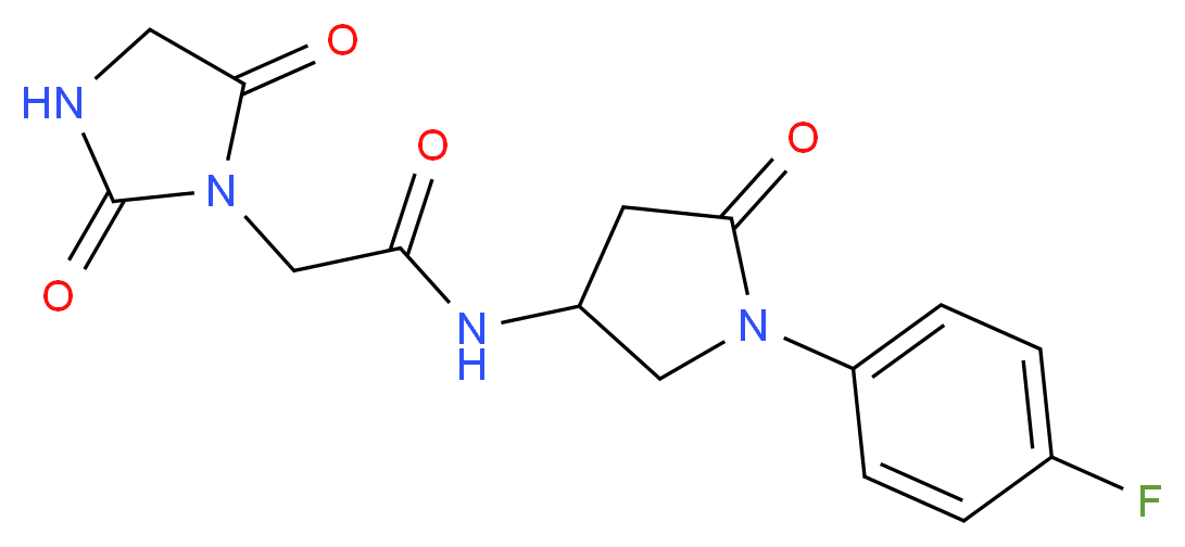 2-(2,5-dioxo-1-imidazolidinyl)-N-[1-(4-fluorophenyl)-5-oxo-3-pyrrolidinyl]acetamide_Molecular_structure_CAS_)