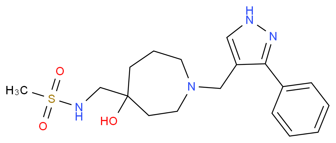 N-({4-hydroxy-1-[(3-phenyl-1H-pyrazol-4-yl)methyl]-4-azepanyl}methyl)methanesulfonamide_Molecular_structure_CAS_)