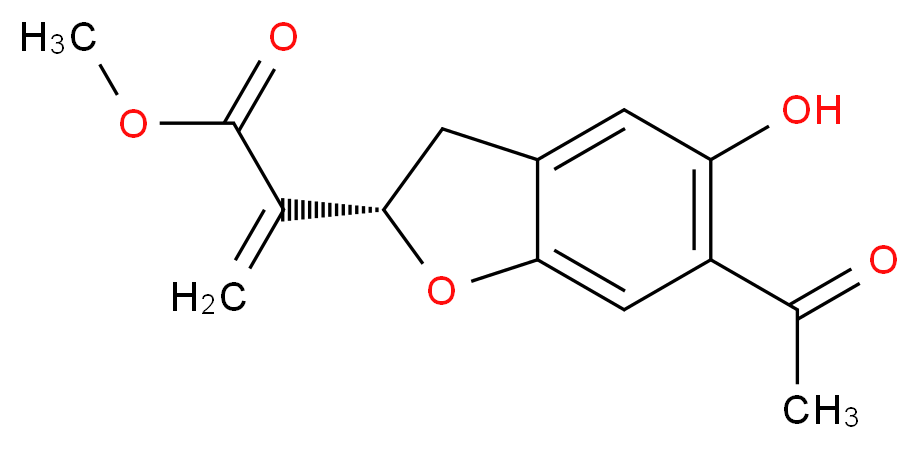 Methyl 2-(6-acetyl-5-hydroxy-2,3-
dihydrobenzofuran-2-yl)propenoate_Molecular_structure_CAS_617722-56-2)