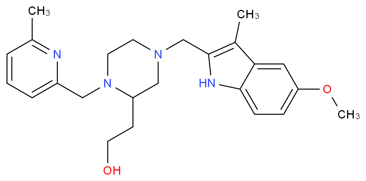 2-{4-[(5-methoxy-3-methyl-1H-indol-2-yl)methyl]-1-[(6-methyl-2-pyridinyl)methyl]-2-piperazinyl}ethanol_Molecular_structure_CAS_)