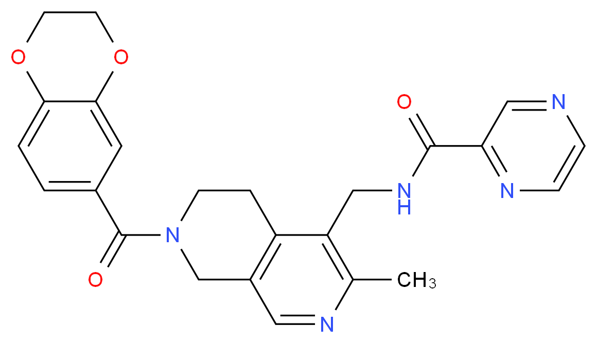 N-{[7-(2,3-dihydro-1,4-benzodioxin-6-ylcarbonyl)-3-methyl-5,6,7,8-tetrahydro-2,7-naphthyridin-4-yl]methyl}-2-pyrazinecarboxamide_Molecular_structure_CAS_)