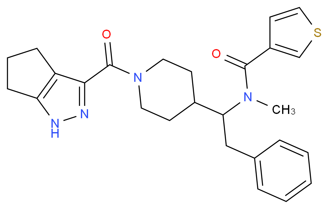N-methyl-N-{2-phenyl-1-[1-(1,4,5,6-tetrahydrocyclopenta[c]pyrazol-3-ylcarbonyl)-4-piperidinyl]ethyl}-3-thiophenecarboxamide_Molecular_structure_CAS_)