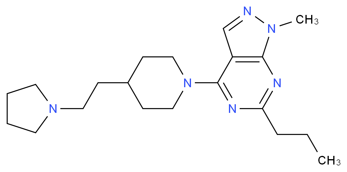 1-methyl-6-propyl-4-{4-[2-(1-pyrrolidinyl)ethyl]-1-piperidinyl}-1H-pyrazolo[3,4-d]pyrimidine_Molecular_structure_CAS_)