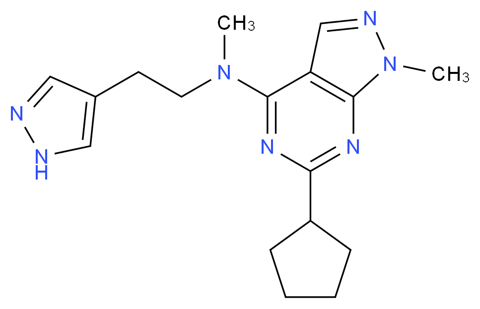 6-cyclopentyl-N,1-dimethyl-N-[2-(1H-pyrazol-4-yl)ethyl]-1H-pyrazolo[3,4-d]pyrimidin-4-amine_Molecular_structure_CAS_)