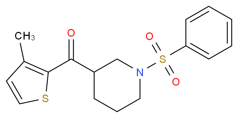 (3-methyl-2-thienyl)[1-(phenylsulfonyl)-3-piperidinyl]methanone_Molecular_structure_CAS_)