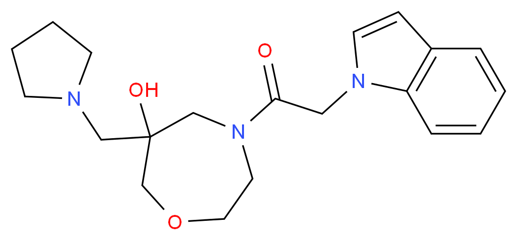 4-(1H-indol-1-ylacetyl)-6-(pyrrolidin-1-ylmethyl)-1,4-oxazepan-6-ol_Molecular_structure_CAS_)
