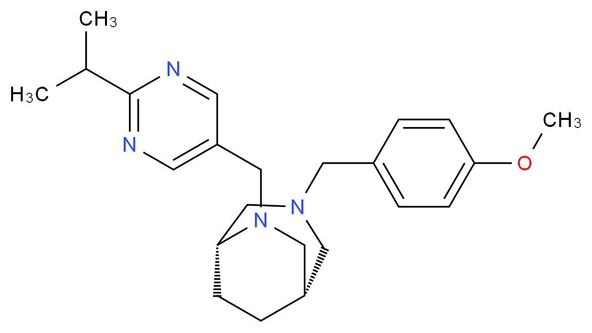 (1S*,5R*)-6-[(2-isopropylpyrimidin-5-yl)methyl]-3-(4-methoxybenzyl)-3,6-diazabicyclo[3.2.2]nonane_Molecular_structure_CAS_)