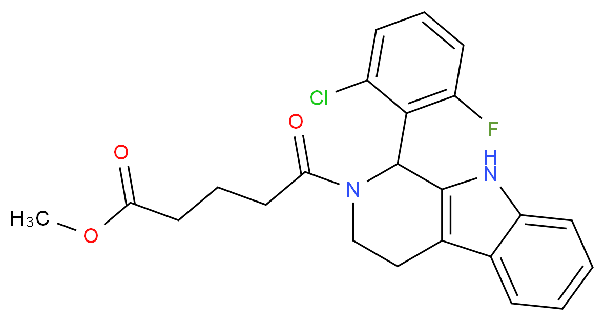 methyl 5-[1-(2-chloro-6-fluorophenyl)-1,3,4,9-tetrahydro-2H-beta-carbolin-2-yl]-5-oxopentanoate_Molecular_structure_CAS_)