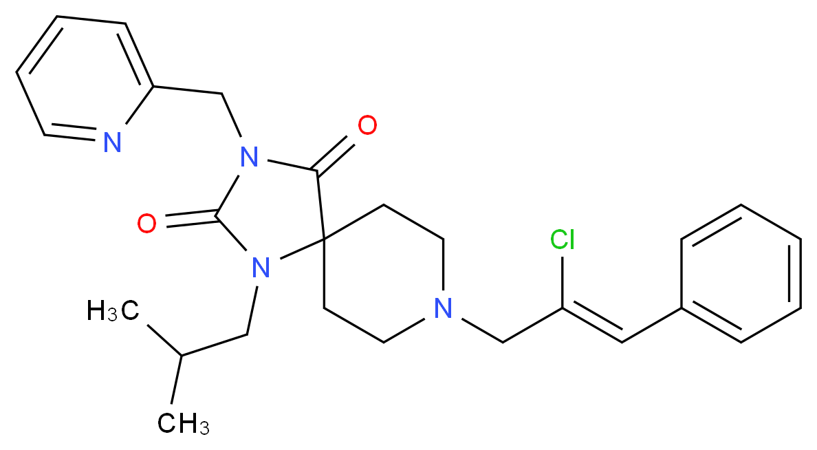 8-[(2Z)-2-chloro-3-phenyl-2-propen-1-yl]-1-isobutyl-3-(2-pyridinylmethyl)-1,3,8-triazaspiro[4.5]decane-2,4-dione_Molecular_structure_CAS_)