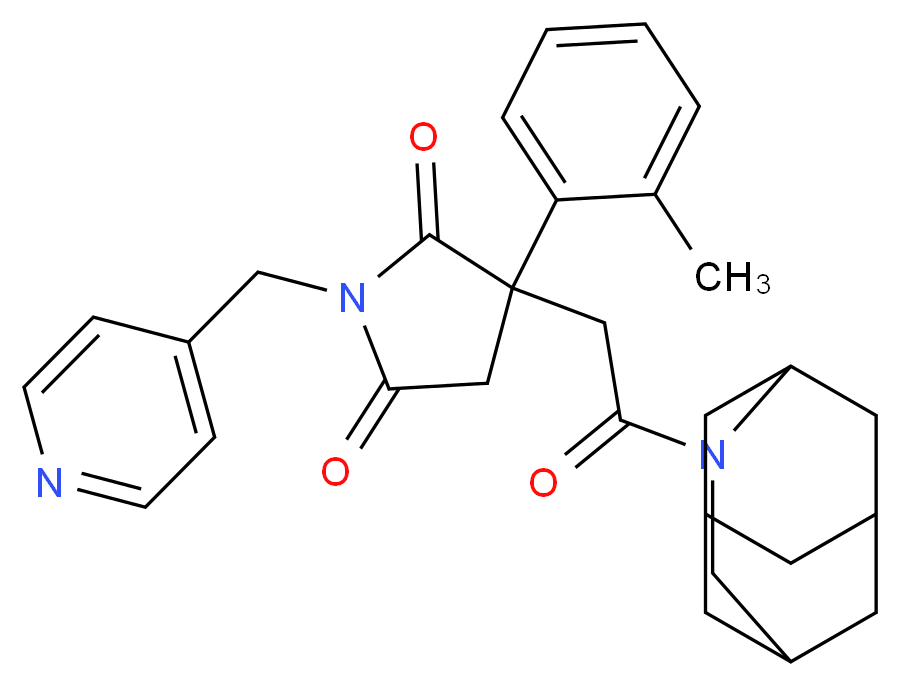 3-[2-(4-azatricyclo[4.3.1.1~3,8~]undec-4-yl)-2-oxoethyl]-3-(2-methylphenyl)-1-(4-pyridinylmethyl)-2,5-pyrrolidinedione_Molecular_structure_CAS_)