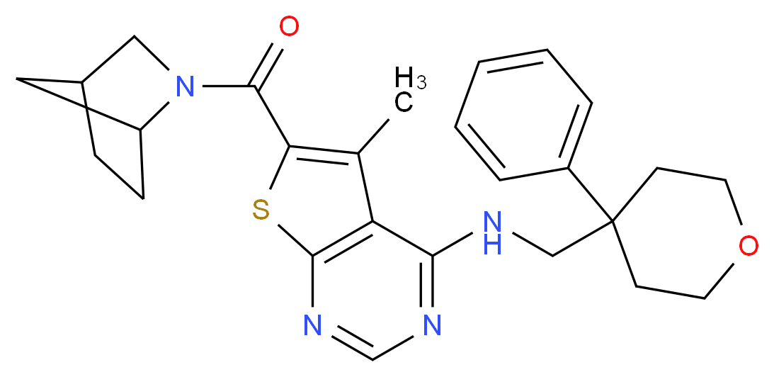 6-(2-azabicyclo[2.2.1]hept-2-ylcarbonyl)-5-methyl-N-[(4-phenyltetrahydro-2H-pyran-4-yl)methyl]thieno[2,3-d]pyrimidin-4-amine_Molecular_structure_CAS_)