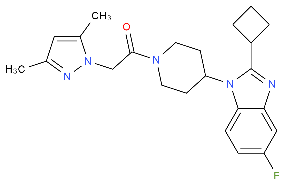 2-cyclobutyl-1-{1-[(3,5-dimethyl-1H-pyrazol-1-yl)acetyl]-4-piperidinyl}-5-fluoro-1H-benzimidazole_Molecular_structure_CAS_)