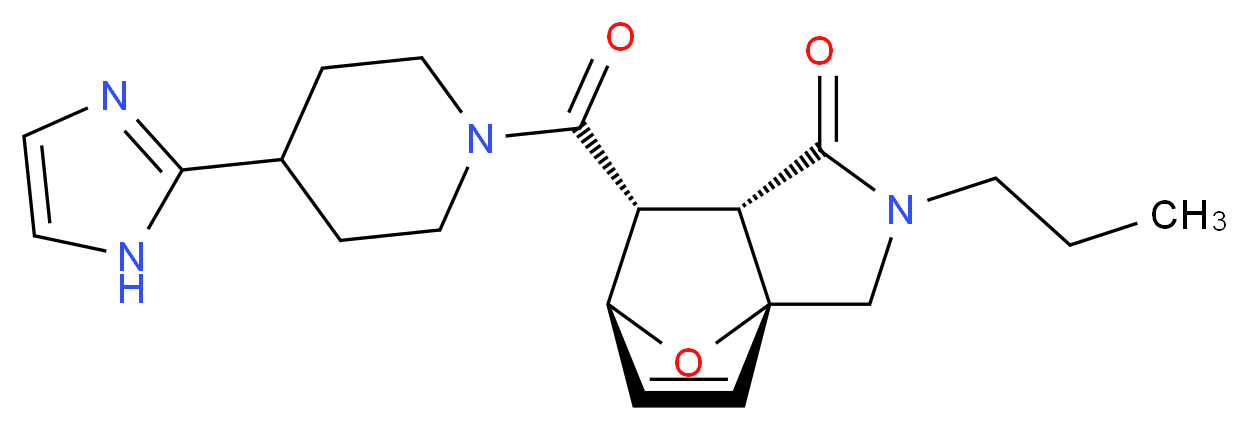 (1R*,5S*,6R*,7S*)-6-{[4-(1H-imidazol-2-yl)-1-piperidinyl]carbonyl}-3-propyl-10-oxa-3-azatricyclo[5.2.1.0~1,5~]dec-8-en-4-one_Molecular_structure_CAS_)