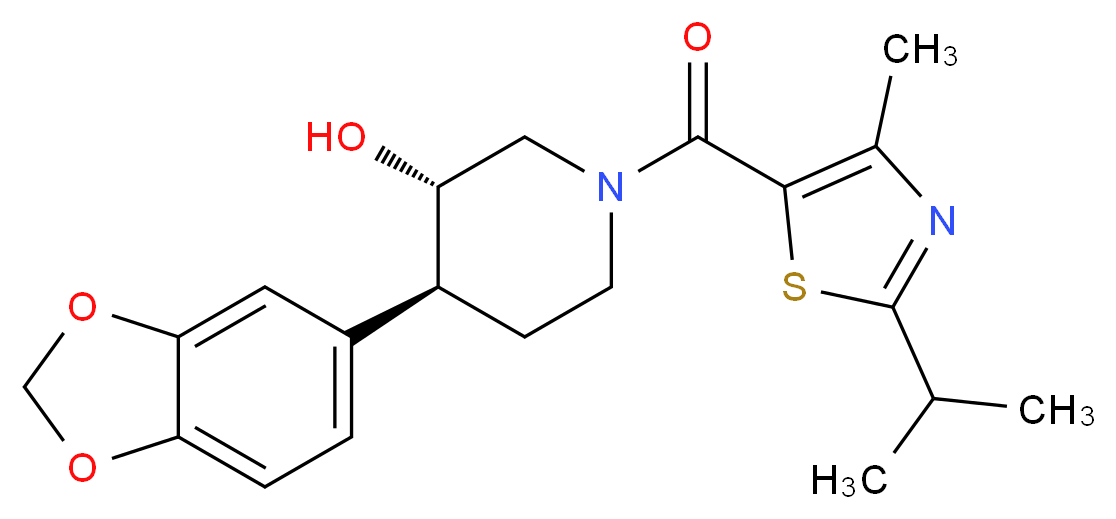 (3S*,4S*)-4-(1,3-benzodioxol-5-yl)-1-[(2-isopropyl-4-methyl-1,3-thiazol-5-yl)carbonyl]piperidin-3-ol_Molecular_structure_CAS_)