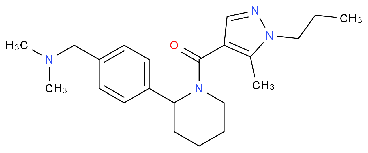 N,N-dimethyl-1-(4-{1-[(5-methyl-1-propyl-1H-pyrazol-4-yl)carbonyl]-2-piperidinyl}phenyl)methanamine_Molecular_structure_CAS_)
