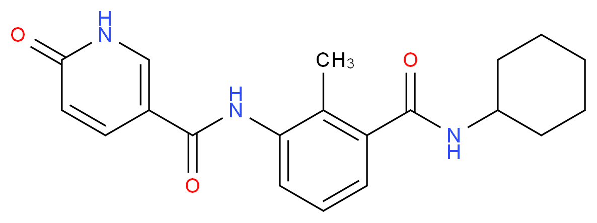 N-{3-[(cyclohexylamino)carbonyl]-2-methylphenyl}-6-oxo-1,6-dihydropyridine-3-carboxamide_Molecular_structure_CAS_)