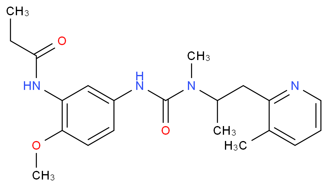 N-{2-methoxy-5-[({methyl[1-methyl-2-(3-methylpyridin-2-yl)ethyl]amino}carbonyl)amino]phenyl}propanamide_Molecular_structure_CAS_)