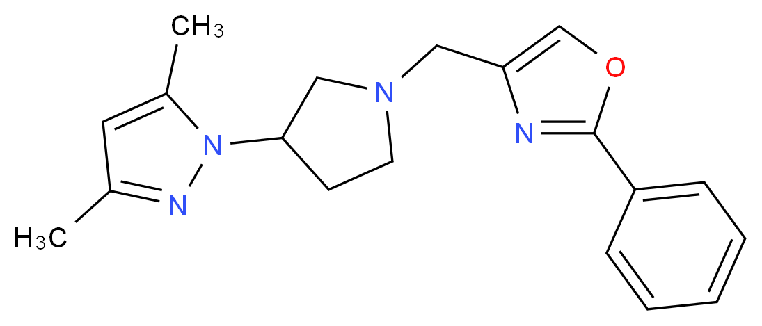 4-{[3-(3,5-dimethyl-1H-pyrazol-1-yl)pyrrolidin-1-yl]methyl}-2-phenyl-1,3-oxazole_Molecular_structure_CAS_)
