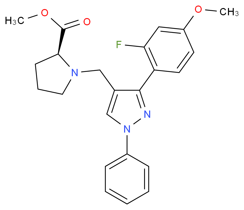 methyl 1-{[3-(2-fluoro-4-methoxyphenyl)-1-phenyl-1H-pyrazol-4-yl]methyl}-L-prolinate_Molecular_structure_CAS_)
