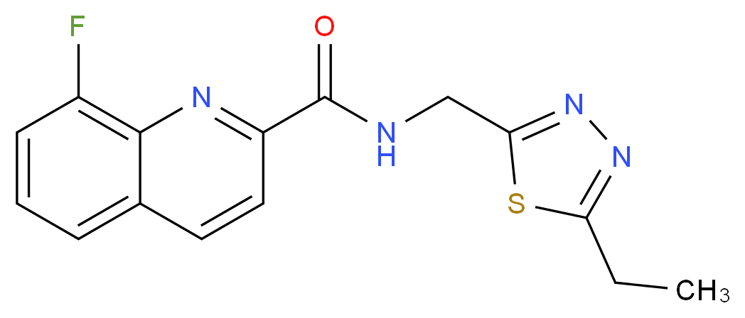 N-[(5-ethyl-1,3,4-thiadiazol-2-yl)methyl]-8-fluoro-2-quinolinecarboxamide_Molecular_structure_CAS_)