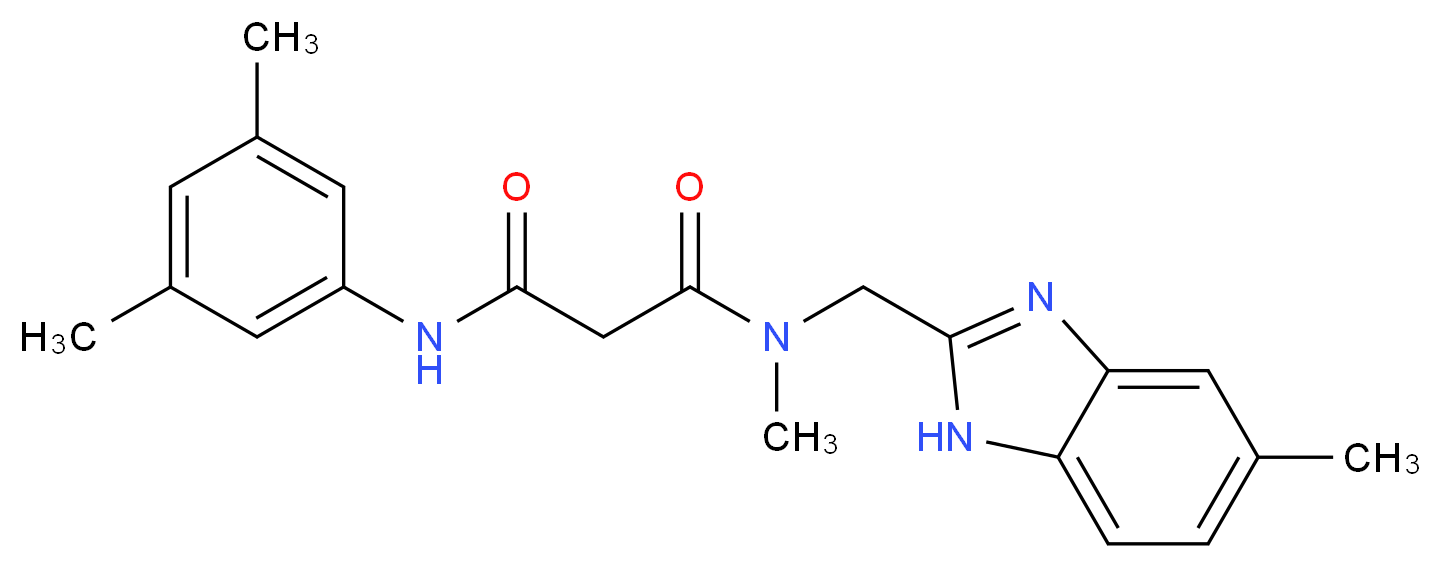 N'-(3,5-dimethylphenyl)-N-methyl-N-[(5-methyl-1H-benzimidazol-2-yl)methyl]malonamide_Molecular_structure_CAS_)