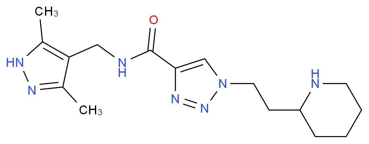 N-[(3,5-dimethyl-1H-pyrazol-4-yl)methyl]-1-(2-piperidin-2-ylethyl)-1H-1,2,3-triazole-4-carboxamide_Molecular_structure_CAS_)