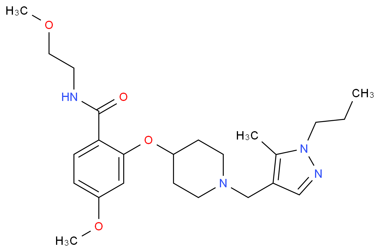 4-methoxy-N-(2-methoxyethyl)-2-({1-[(5-methyl-1-propyl-1H-pyrazol-4-yl)methyl]-4-piperidinyl}oxy)benzamide_Molecular_structure_CAS_)
